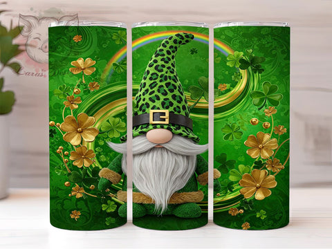 St. Patrick's Irish Gnome Shamrock Tumbler, Gnome Tumbler, 20oz Tumbler Wrap, Sublimation Design, Irish Gnome, Shamrock Drinkware, Holiday Gifts Sublimation Lara' s Designs 