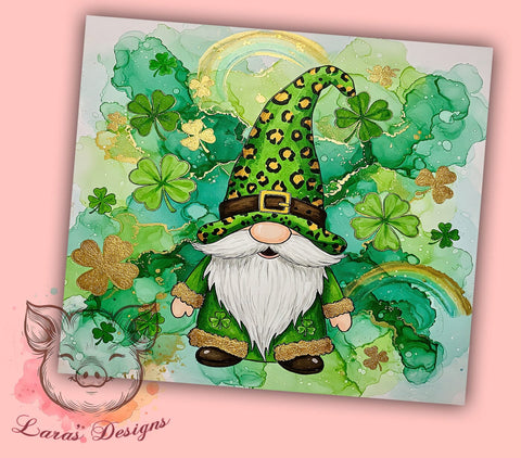 St. Patrick's Irish Gnome Shamrock Tumbler, Gnome Tumbler, 20oz Tumbler Wrap, Sublimation Design, Irish Gnome, Shamrock Drinkware, Holiday Gifts Sublimation Lara' s Designs 