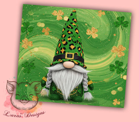 St. Patrick's Irish Gnome Shamrock Tumbler, Gnome Tumbler, 20oz Tumbler Wrap, Sublimation Design, Irish Gnome, Shamrock Drinkware, Holiday Gifts Sublimation Lara' s Designs 