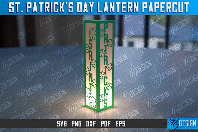 St. Patrick’s Lantern Papercut SVG | Paper Lantern SVG | Night Light Design SVG Fly Design 