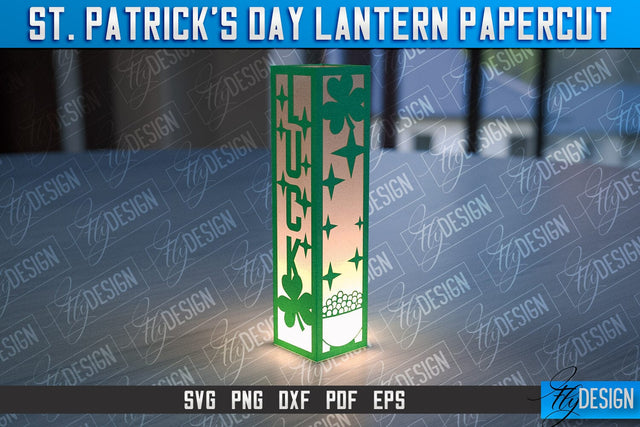St. Patrick’s Lantern Papercut SVG | Paper Lantern SVG | Night Light Design SVG Fly Design 