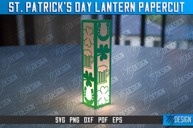St. Patrick’s Lantern Papercut SVG | Paper Lantern SVG | Night Light Design SVG Fly Design 