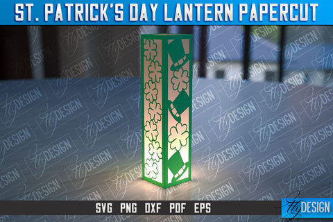 St. Patrick’s Lantern Papercut SVG | Paper Lantern SVG | Night Light Design SVG Fly Design 