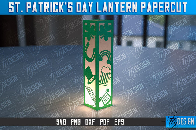 St. Patrick’s Lantern Papercut SVG | Paper Lantern SVG | Night Light Design SVG Fly Design 