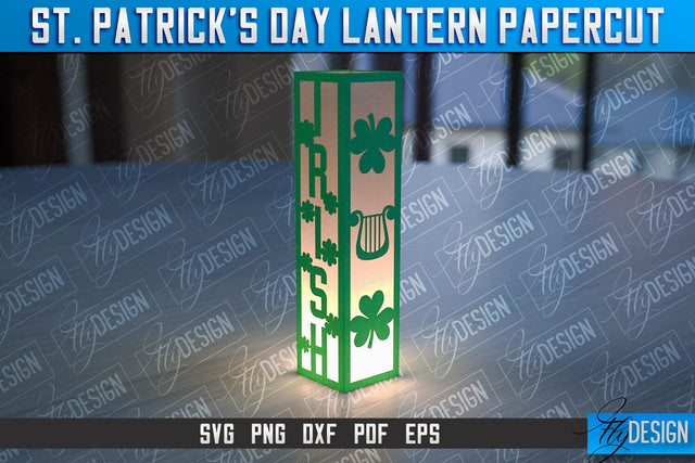 St. Patrick’s Lantern Papercut SVG | Paper Lantern SVG | Night Light Design SVG Fly Design 