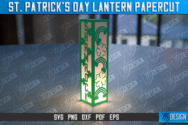 St. Patrick’s Lantern Papercut SVG | Paper Lantern SVG | Night Light Design SVG Fly Design 
