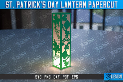 St. Patrick’s Lantern Papercut SVG | Paper Lantern SVG | Night Light Design SVG Fly Design 