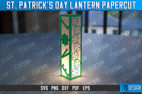 St. Patrick’s Lantern Papercut SVG | Paper Lantern SVG | Night Light Design SVG Fly Design 