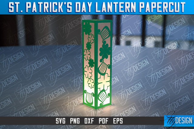 St. Patrick’s Lantern Papercut SVG | Paper Lantern SVG | Night Light Design SVG Fly Design 