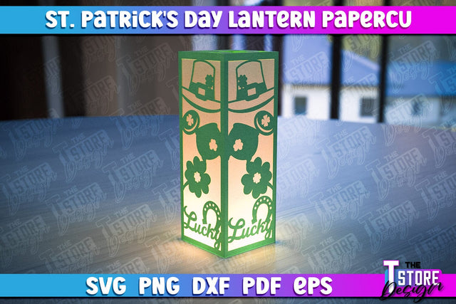 St. Patrick’s Lantern Papercut SVG | Paper Lantern SVG | Night Light Design SVG The T Store Design 