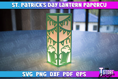 St. Patrick’s Lantern Papercut SVG | Paper Lantern SVG | Night Light Design SVG The T Store Design 