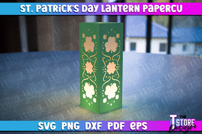 St. Patrick’s Lantern Papercut SVG | Paper Lantern SVG | Night Light Design SVG The T Store Design 