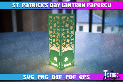 St. Patrick’s Lantern Papercut SVG | Paper Lantern SVG | Night Light Design SVG The T Store Design 