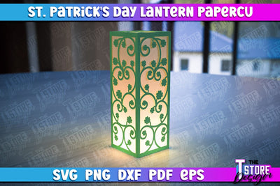 St. Patrick’s Lantern Papercut SVG | Paper Lantern SVG | Night Light Design SVG The T Store Design 