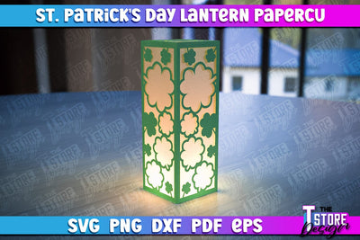 St. Patrick’s Lantern Papercut SVG | Paper Lantern SVG | Night Light Design SVG The T Store Design 