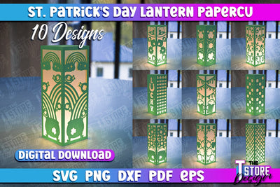 St. Patrick’s Lantern Papercut SVG | Paper Lantern SVG | Night Light Design SVG The T Store Design 