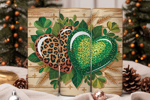St. Patrick's Leopard & Glitter Heart Sublimation DesignSVG 