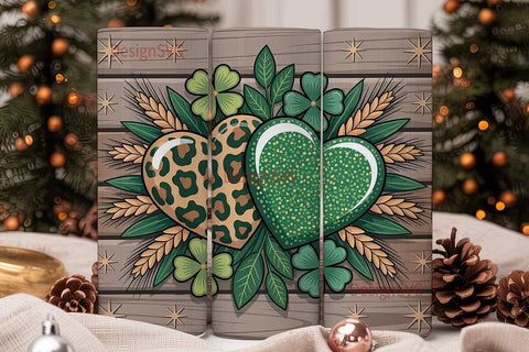 St. Patrick's Leopard & Glitter Heart Sublimation DesignSVG 
