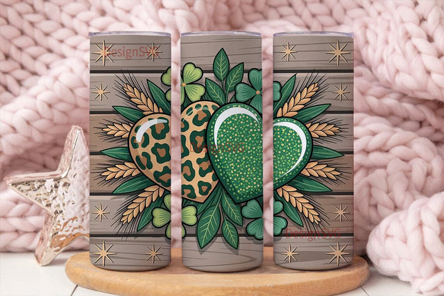 St. Patrick's Leopard & Glitter Heart Sublimation DesignSVG 