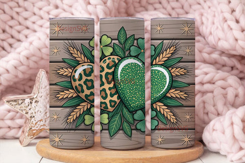 St. Patrick's Leopard & Glitter Heart Sublimation DesignSVG 