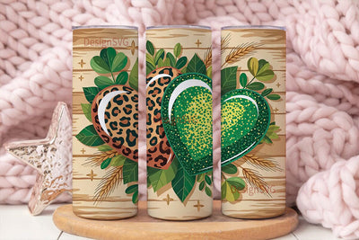 St. Patrick's Leopard & Glitter Heart Sublimation DesignSVG 