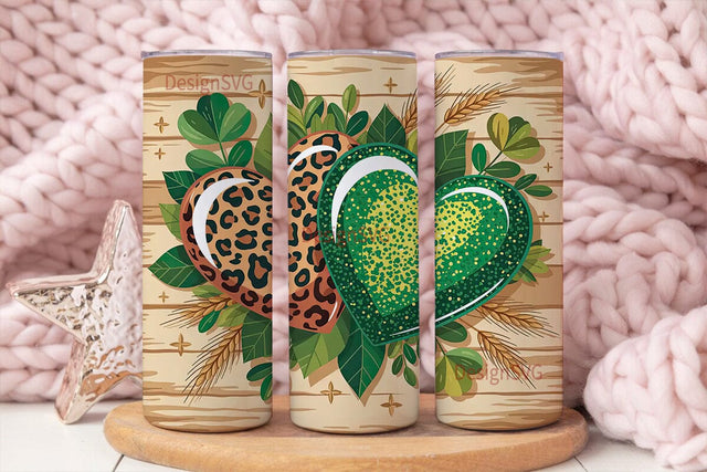 St. Patrick's Leopard & Glitter Heart Sublimation DesignSVG 