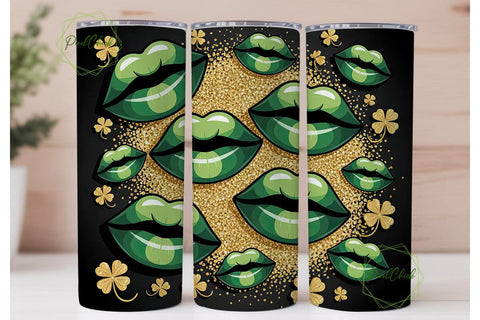 St. Patrick's Lips 20oz Tumbler Wrap Sublimation PixelChick 