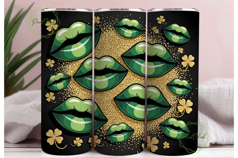 St. Patrick's Lips 20oz Tumbler Wrap Sublimation PixelChick 