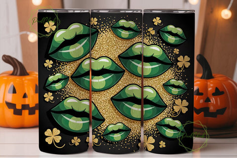 St. Patrick's Lips 20oz Tumbler Wrap Sublimation PixelChick 