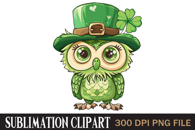 St Patrick's Owl,Illustrator Clipart,Quotes and Sayings,Food & Drink,On Sale, Print & Cut Sublimation Newmockups 
