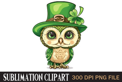 St Patrick's Owl,Illustrator Clipart,Quotes and Sayings,Food & Drink,On Sale, Print & Cut Sublimation Newmockups 