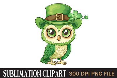 St Patrick's Owl,Illustrator Clipart,Quotes and Sayings,Food & Drink,On Sale, Print & Cut Sublimation Newmockups 