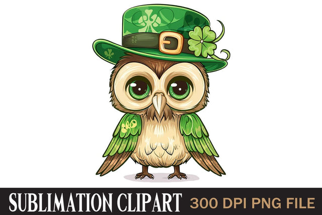 St Patrick's Owl,Illustrator Clipart,Quotes and Sayings,Food & Drink,On Sale, Print & Cut Sublimation Newmockups 