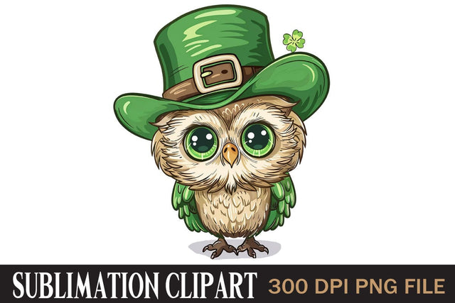 St Patrick's Owl,Illustrator Clipart,Quotes and Sayings,Food & Drink,On Sale, Print & Cut Sublimation Newmockups 