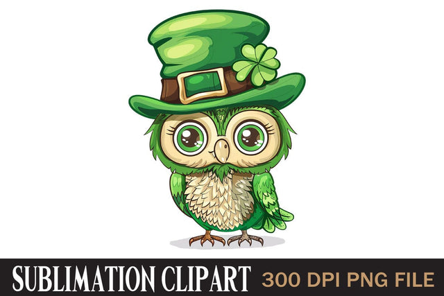 St Patrick's Owl,Illustrator Clipart,Quotes and Sayings,Food & Drink,On Sale, Print & Cut Sublimation Newmockups 