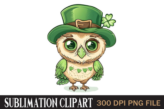 St Patrick's Owl,Illustrator Clipart,Quotes and Sayings,Food & Drink,On Sale, Print & Cut Sublimation Newmockups 