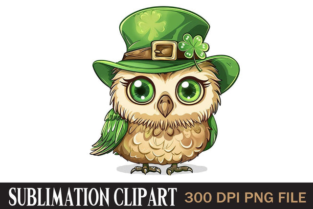 St Patrick's Owl,Illustrator Clipart,Quotes and Sayings,Food & Drink,On Sale, Print & Cut Sublimation Newmockups 