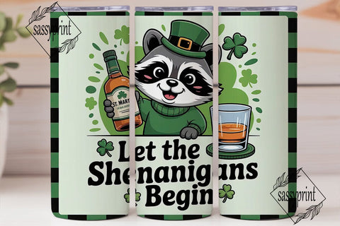 St. Patrick's Raccoon 20oz Tumbler Sublimation sassyprint 