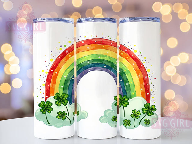 St. Patrick's Rainbow Shamrock Tumbler, Rainbow Drinkware, Sublimation Tumbler, Irish Holiday Cup, Shamrock Tumbler, Leprechaun Gift, Colorful St. Paddy's Day Decor Sublimation SvggirlplusArt 
