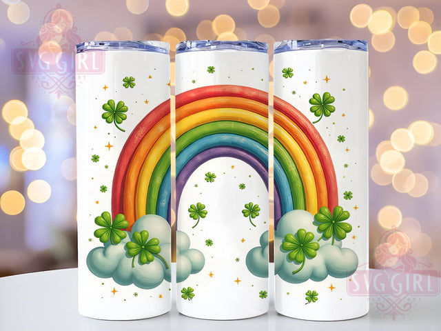 St. Patrick's Rainbow Shamrock Tumbler, Rainbow Drinkware, Sublimation Tumbler, Irish Holiday Cup, Shamrock Tumbler, Leprechaun Gift, Colorful St. Paddy's Day Decor Sublimation SvggirlplusArt 