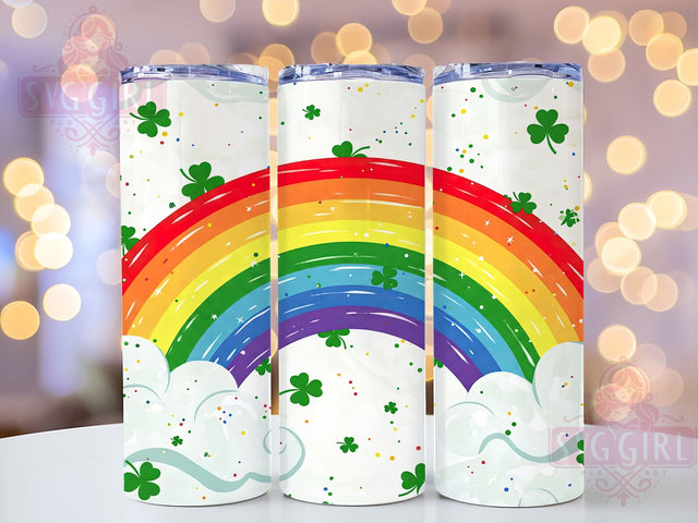 St. Patrick's Rainbow Shamrock Tumbler, Rainbow Drinkware, Sublimation Tumbler, Irish Holiday Cup, Shamrock Tumbler, Leprechaun Gift, Colorful St. Paddy's Day Decor Sublimation SvggirlplusArt 