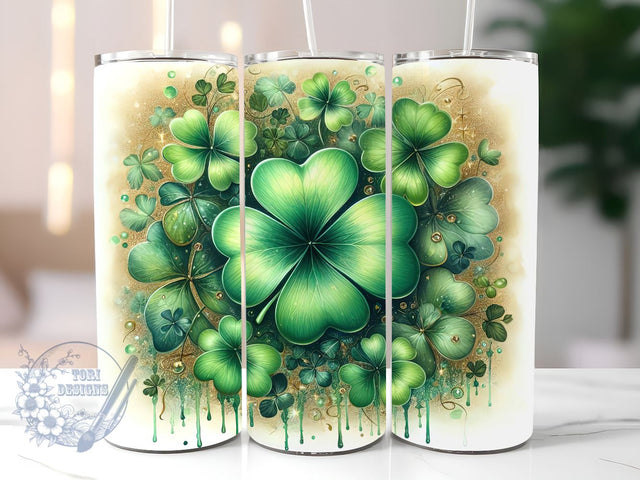 St Patrick's Shamrock 20oz Skinny Tumbler, St Patrick's Day Tumbler Png, Straight & Tapered Tumbler Wrap, Instant Digital Download Sublimation ToriDesigns 