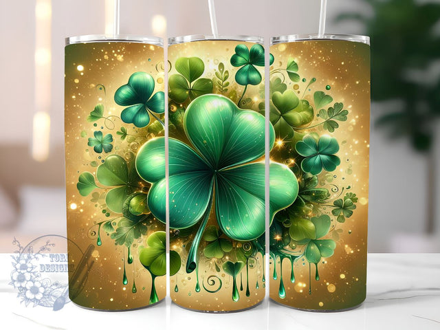 St Patrick's Shamrock 20oz Skinny Tumbler, St Patrick's Day Tumbler Png, Straight & Tapered Tumbler Wrap, Instant Digital Download Sublimation ToriDesigns 