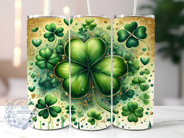St Patrick's Shamrock 20oz Skinny Tumbler, St Patrick's Day Tumbler Png, Straight & Tapered Tumbler Wrap, Instant Digital Download Sublimation ToriDesigns 