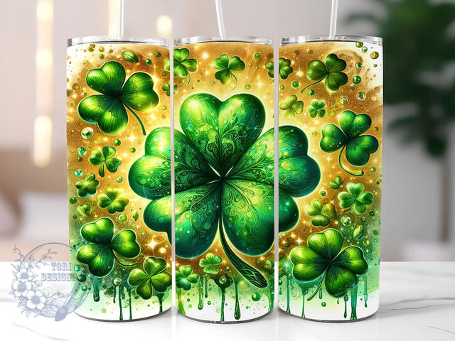 St Patrick's Shamrock 20oz Skinny Tumbler, St Patrick's Day Tumbler Png, Straight & Tapered Tumbler Wrap, Instant Digital Download Sublimation ToriDesigns 