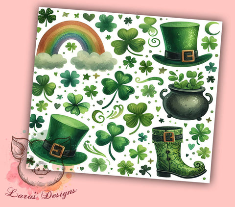 St. Patrick's Shamrock Green Tumbler, Shamrock Tumbler, 20oz Tumbler Wrap, Sublimation Design, Green Tumbler, Holiday Drinkware, Irish Decor Sublimation Lara' s Designs 