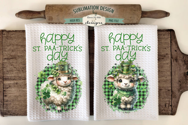 St Patricks Sheep Sublimation Kitchen Towel Designs Sublimation Ewe-N-Me Designs 