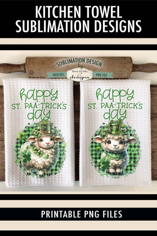 St Patricks Sheep Sublimation Kitchen Towel Designs Sublimation Ewe-N-Me Designs 