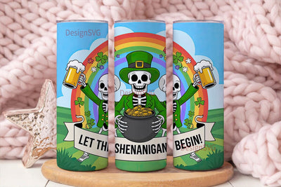 St. Patrick's Skeletons Tumbler Wrap Sublimation DesignSVG 