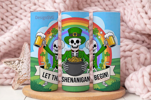 St. Patrick's Skeletons Tumbler Wrap Sublimation DesignSVG 